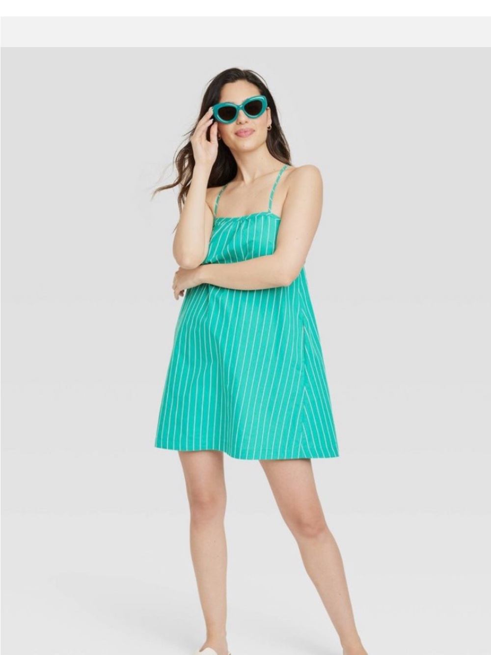 a new day Teal Striped Spaghetti Strap Sundress